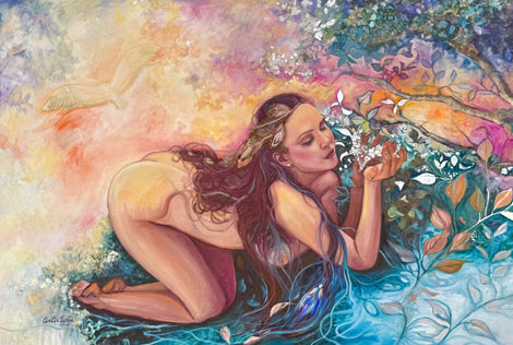 Capricorn, one with Nature Goddess- print on canvas